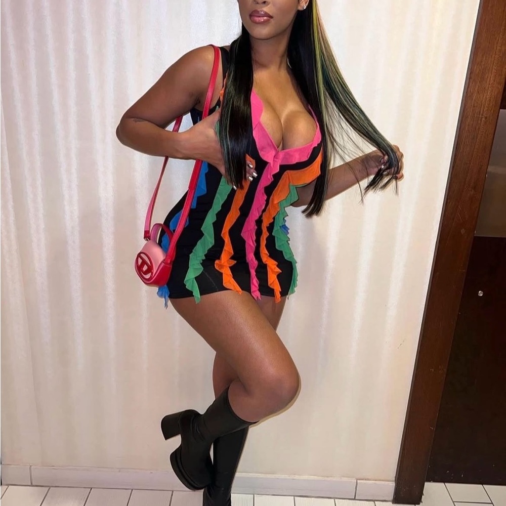 Multicolor Striped Mini Dress